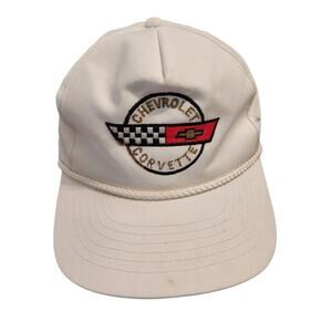 Vintage Chevrolet Corvette Chevy‎ Racing White Snapback Hat Cap